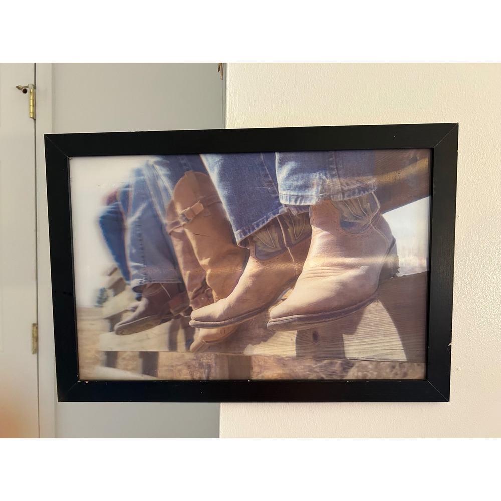 Western Cowboy Boots Framed Photography Print Americana Rustic Wall Art 18x12